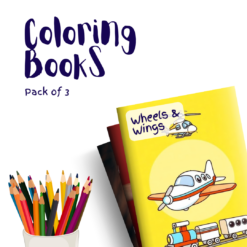 Wheels & Wings – 3 Coloring Books